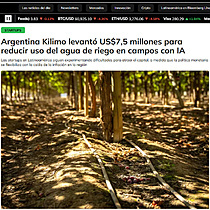 Argentina Kilimo levant US$7,5 millones para reducir uso del agua de riego en campos con IA